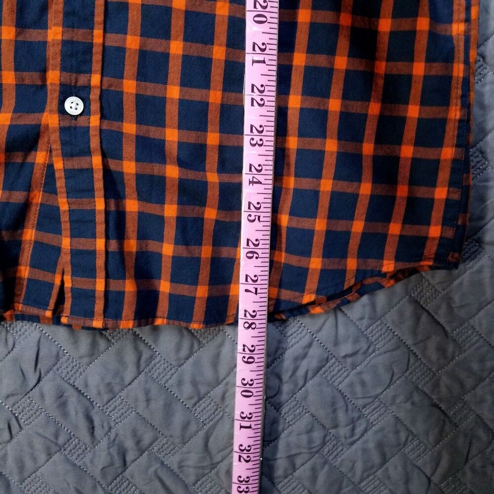 Banana Republic Shirt Mens Medium Red/Blue Plaid Button Up Untucked Fit Dark - Picture 4 of 9